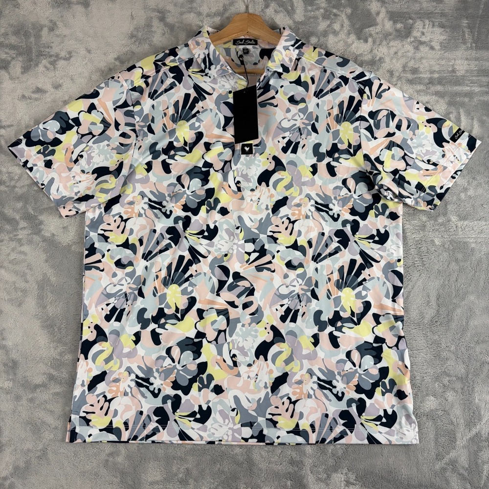 Bad Birdie Core Polo Savannah Swing Golf Shirt Men's Size XL Floral UPF 50+ NEW
